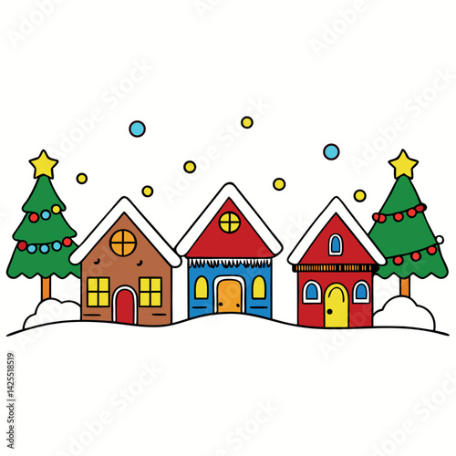 Christmas-village-scene-with-lights-and-snow 