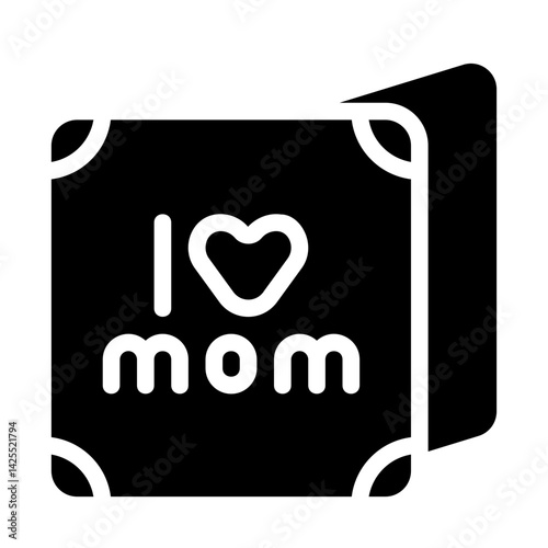 I Love Mom Card Solid Icon