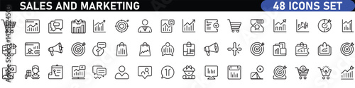 Sales and Marketing Icon black Set. A dynamic collection of icons designed to enhance branding, promotions, and customer engagement, perfect for marketing materials and business applications.
