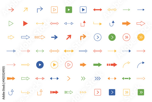 シンプルな矢印アイコンセット ベクター　イラスト　透明背景