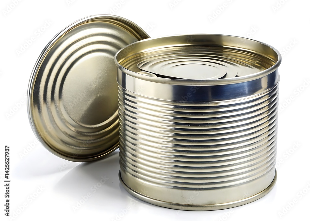 Open tin can isolated on white background Open tin can isolated on white background
