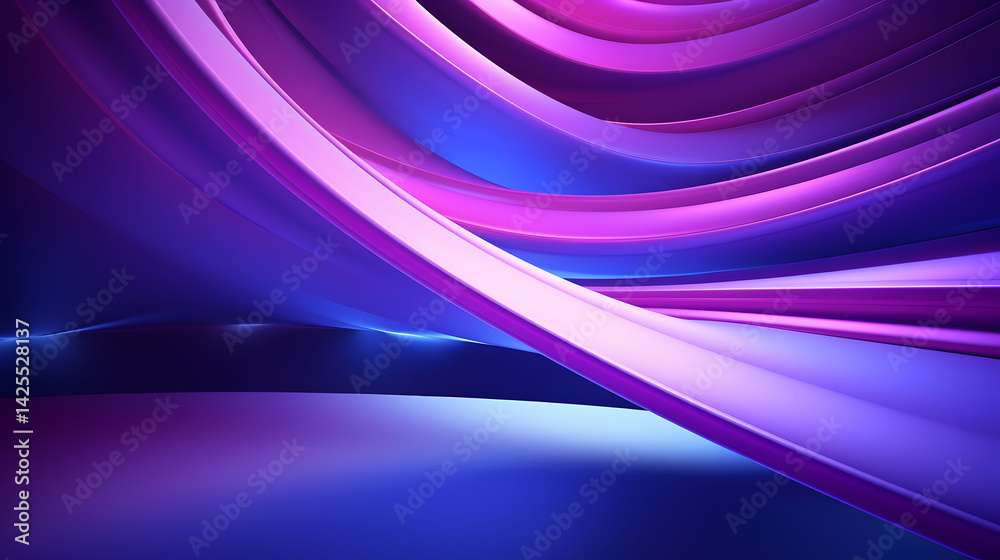 Fototapeta premium 3d rendering of purple and blue abstract geometric background. Scene for advertising, technology, showcase, banner, game, sport, cosmetic, business, metaverse. Sci-Fi Illustration. Product display