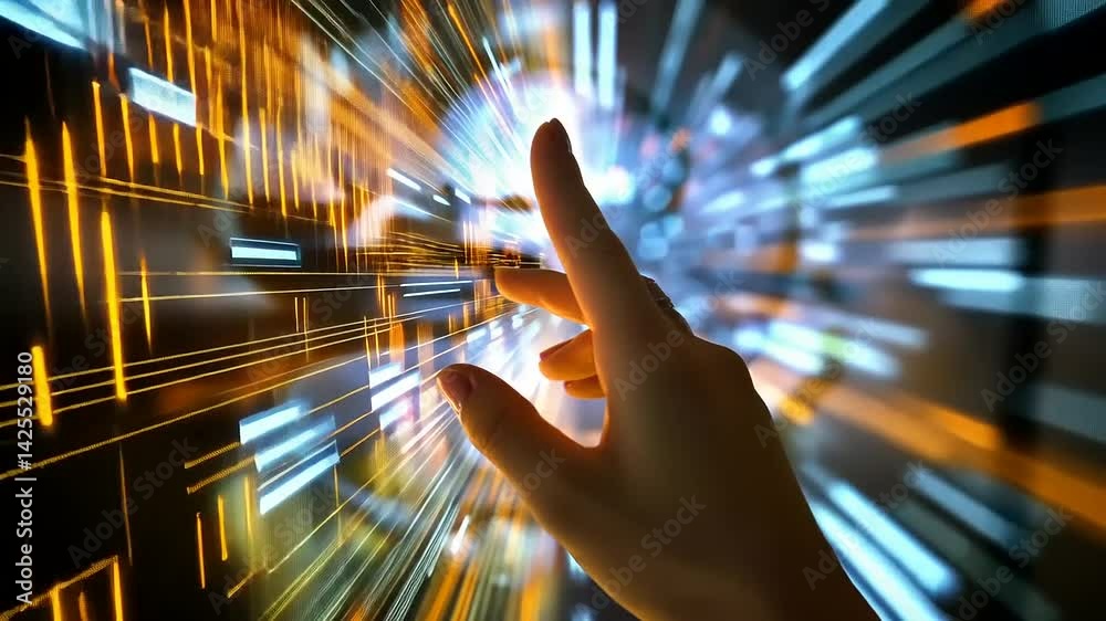 Finger interface accessing data streams in immersive technology environment
