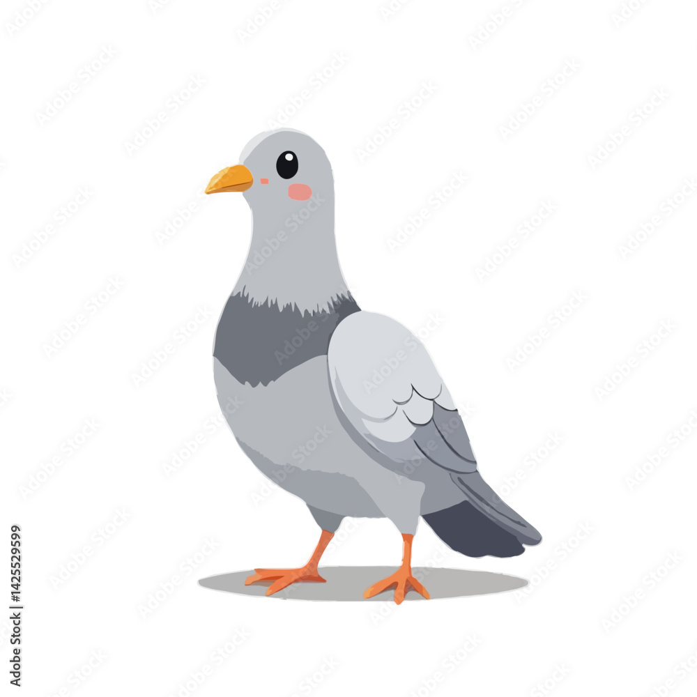 Fototapeta premium Iconic 3D City Pigeon Illustration