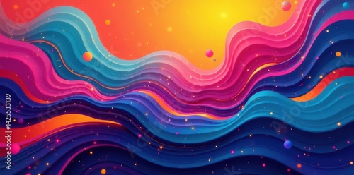 Dynamic interplay of colorful geometric forms and lines against a vivid gradient , background, visual, shade