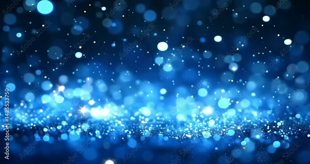 Sparkling blue bokeh lights creating a dreamy background
