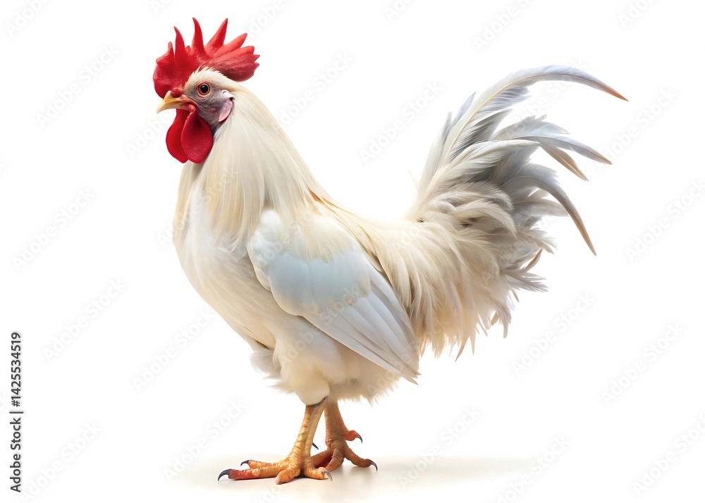 Fototapeta premium White Rooster isolated on white background