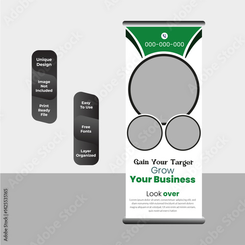 Energy Eco Roll Up Banner Layout template in vibrant colors