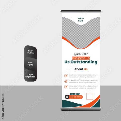 Energy Eco Roll Up Banner Layout template in vibrant colors