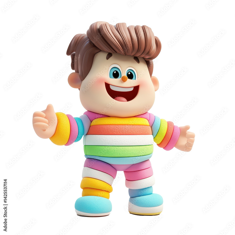 Colorful cartoon character with a cheerful expression standing in a playful pose Colorful cartoon character with a cheerful expression standing in a playful pose