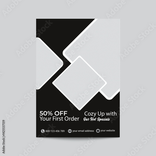 Obraz na płótnie Minimalist Flyer Design With Geometric Shapes For Food Promotion And Special Offer w salonie