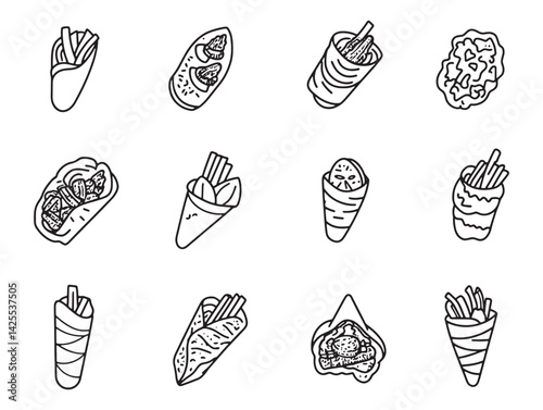 Authentic Lamb Shawarma Detailed Vector Drawing