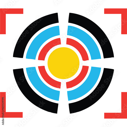 Four distinct red and black target icons; aiming, focus, accuracy, bullseye.