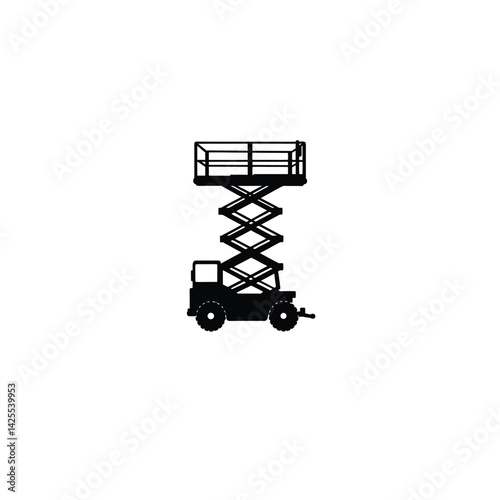 Scissor lift silhouette on white background