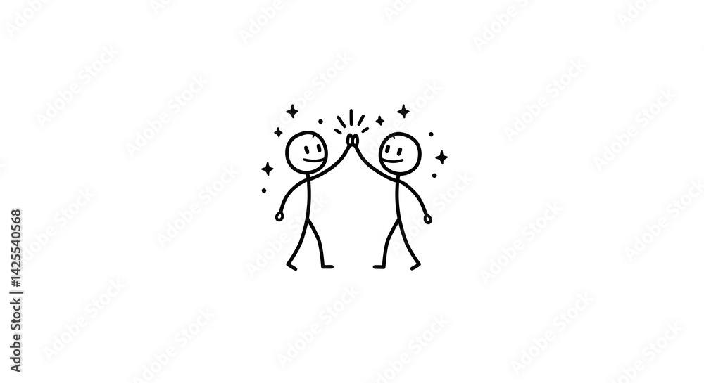 Stick Figure High Five: Collaboration and Success Icon Stick Figure High Five: Collaboration and Success Icon