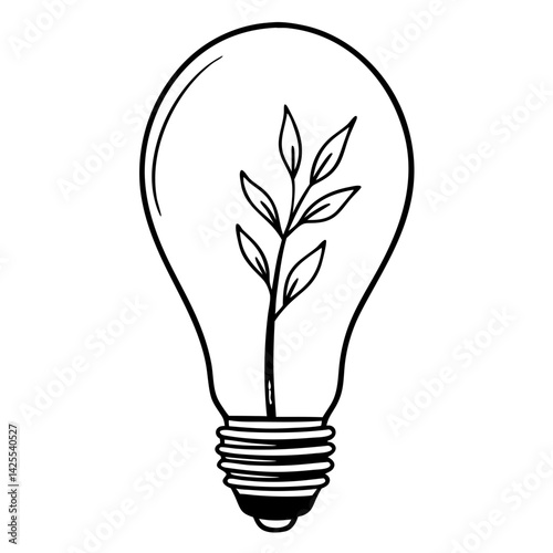  Light bulb by Sapling icon vector. Ecospark green idea logo. eco light bulb