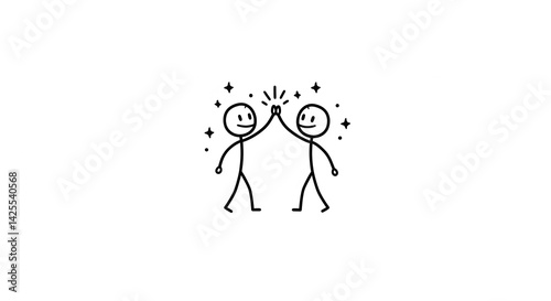 Stick Figure High Five: Collaboration and Success Icon