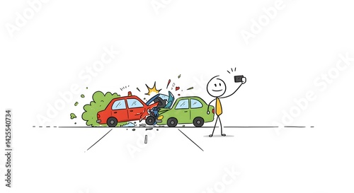 Car Accident Selfie: Stick Figure Witness