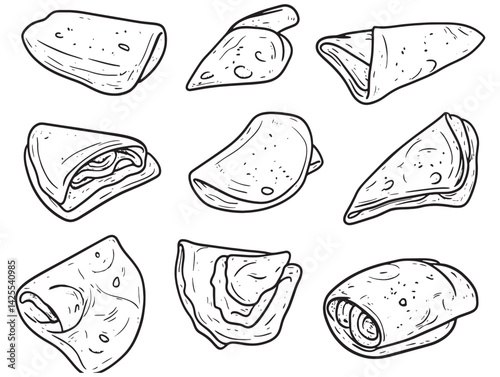 Simple Lavash Bread Line Drawing for Food Related Designs