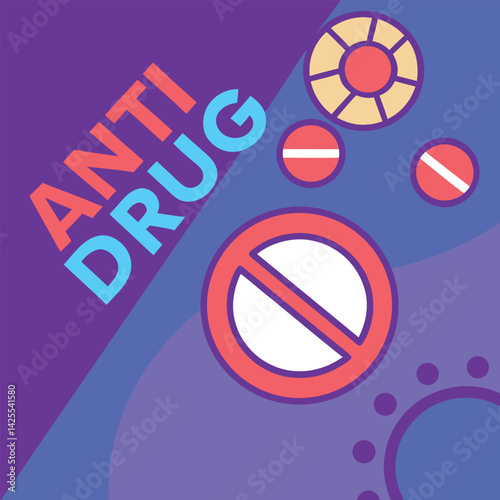 Anti Drug day vector illustration.