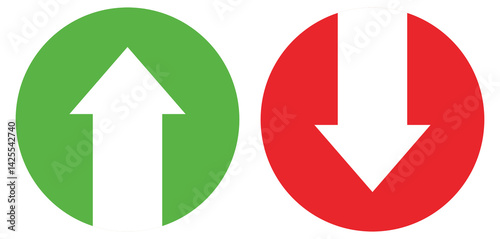 red and green arrows up add down colour