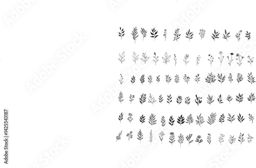 Minimalist Botanical Line Art Vector Set – Floral and Leaf Illustrations