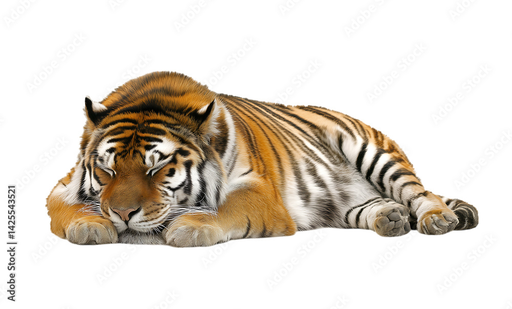 Obraz premium cute tiger sleeping on transparent background