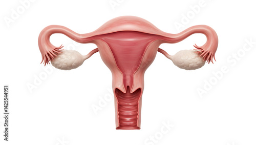 Female reproductive system anatomy diagram illustration for medical health education design on transparent background