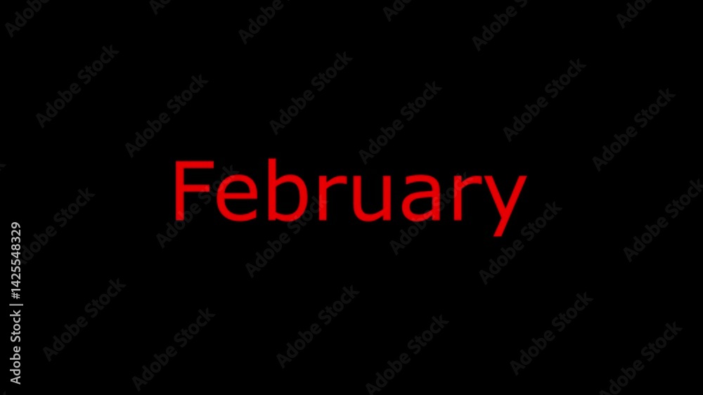 Text month February Random text with transparent background