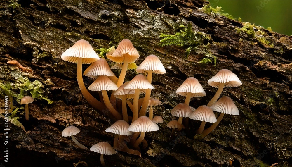 Fototapeta premium Macro image of fungi growing on tree bark