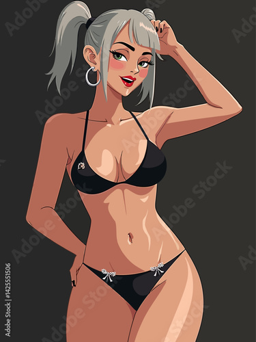  girl in red asian illustration 