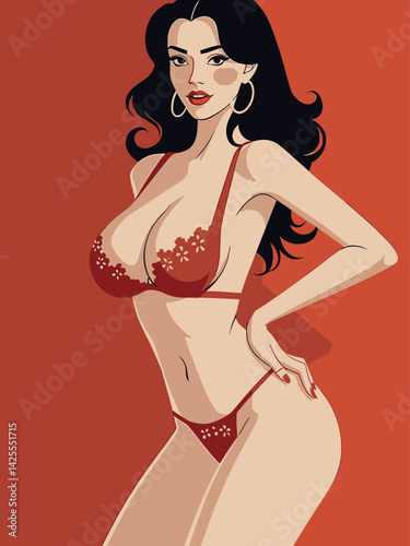  girl in red asian illustration 
