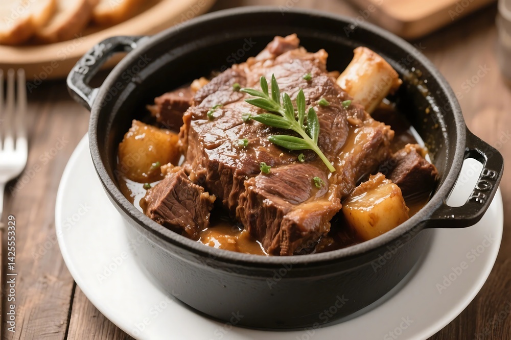 Steaming pot of beef stew suitable for food blogs, recipes, restaurant menus, and cooking websites. Rich, savory, comforting, hearty. AI Generated Steaming pot of beef stew suitable for food blogs, recipes, restaurant menus, and cooking websites. Rich, savory, comforting, hearty. AI Generated