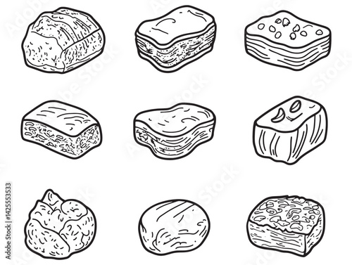Minimalist Line Drawing of Savory Meatloaf Dish