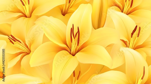 Yellow Lilies Floral Background. (1)
