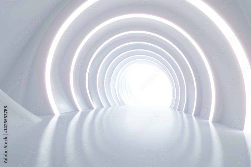 Obraz premium Abstract White Tunnel with Bright Light
