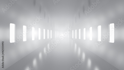 Abstract Futuristic empty floor and room Sci-Fi Corridor With light for showcase,room,interior,display products.Modern Future cement floor and wall background technology interior concept.3d render
