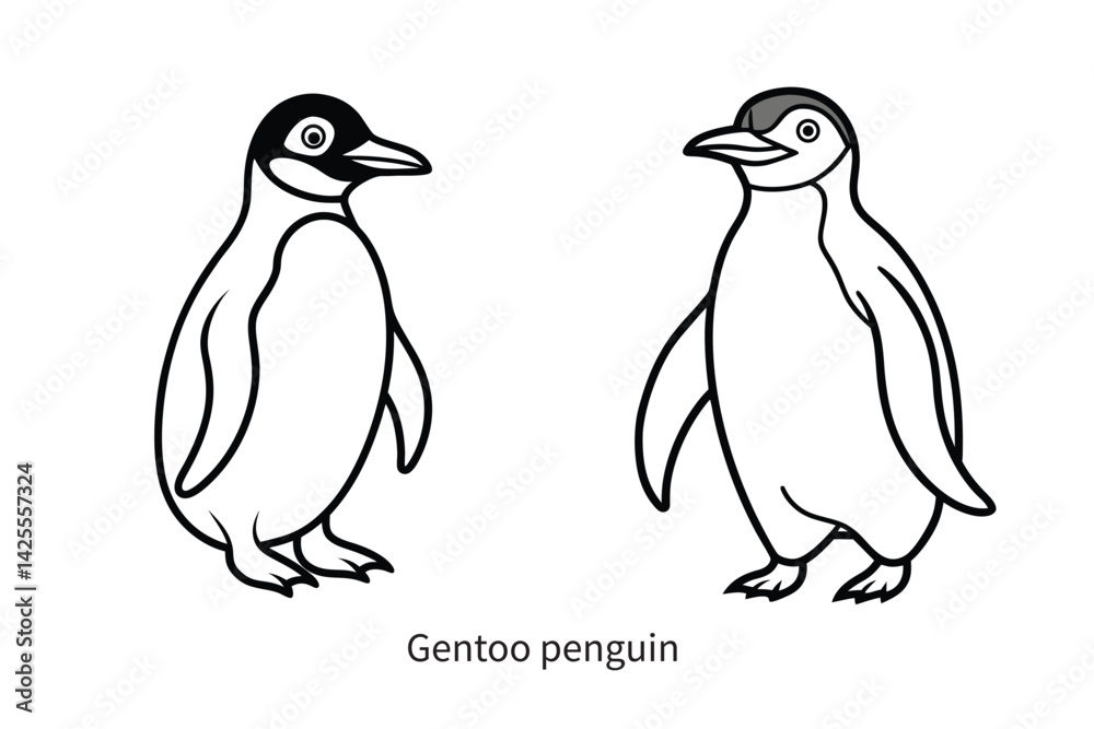 Naklejka premium gentoo penguin simple line illustration