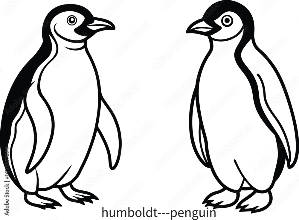 Naklejka premium humboldt penguin minimal line art design