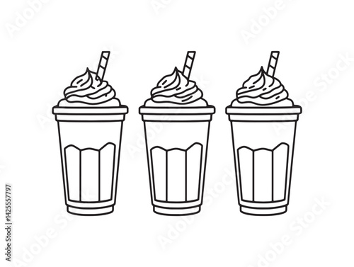 Creative Line Art of Milkshake for Food Illustrations
