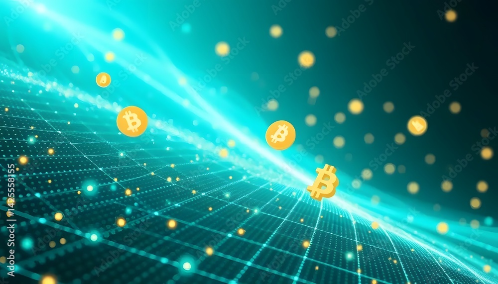 Obraz premium Floating Crypto Credit futuristic background