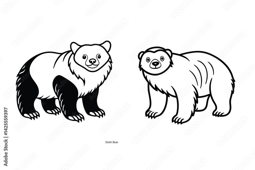 Obraz premium Sloth bear clean line sketch
