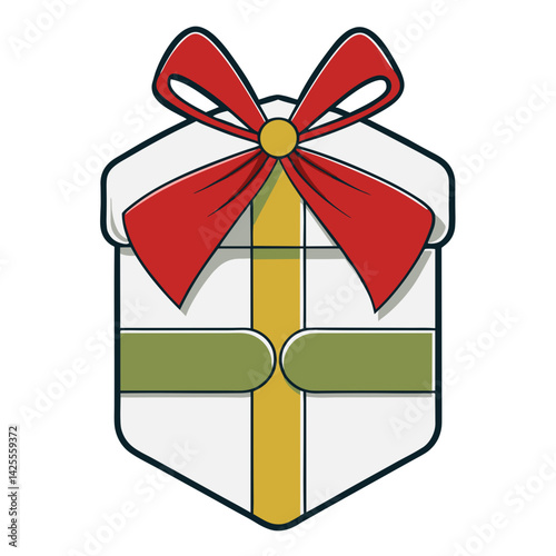 Gift box with red ribbon on white background