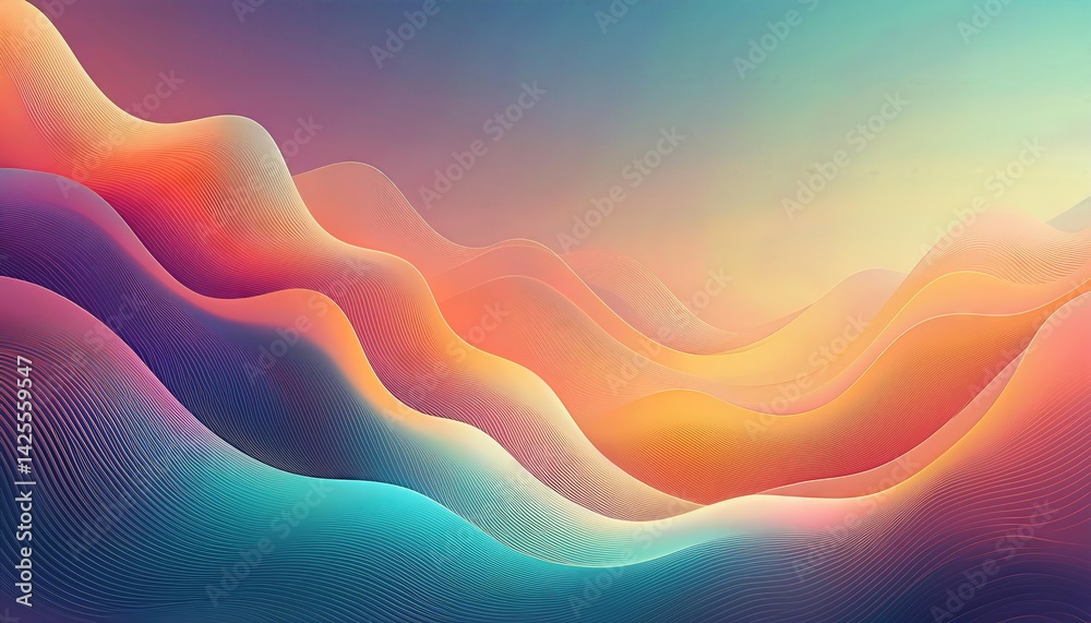 Dreamy Gradient Abstraction Geometric Wave Design Concept in a Vibrant Color Spectrum, Embracing the Dreamlike and Ethereal Dreamy Gradient Abstraction Geometric Wave Design Concept in a Vibrant Color Spectrum, Embracing the Dreamlike and Ethereal
