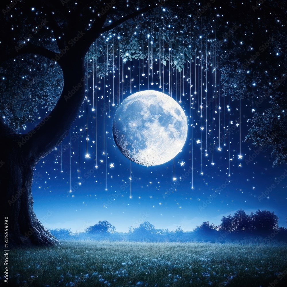 Magical Moonlight Forest at Night