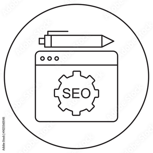 SEO Writing  icon, Boost Your Rankings with Strategic SEO Writing, Crafting Content That Google and Readers Love, vector
