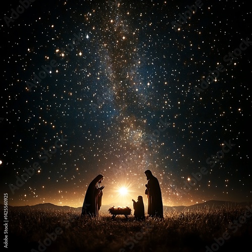 Nativity Scene, Starry Night, Field