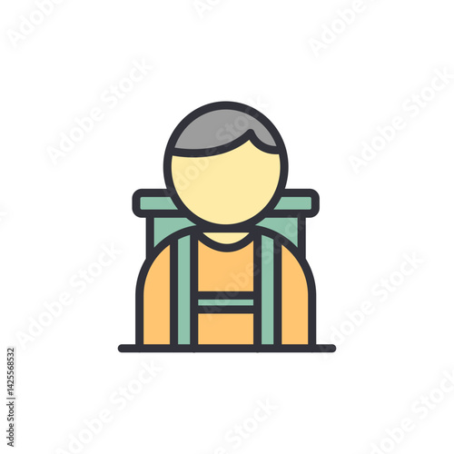 Adventurer colored icons, minimalist vector illustration ,simple transparent graphic element .Isolated on white background