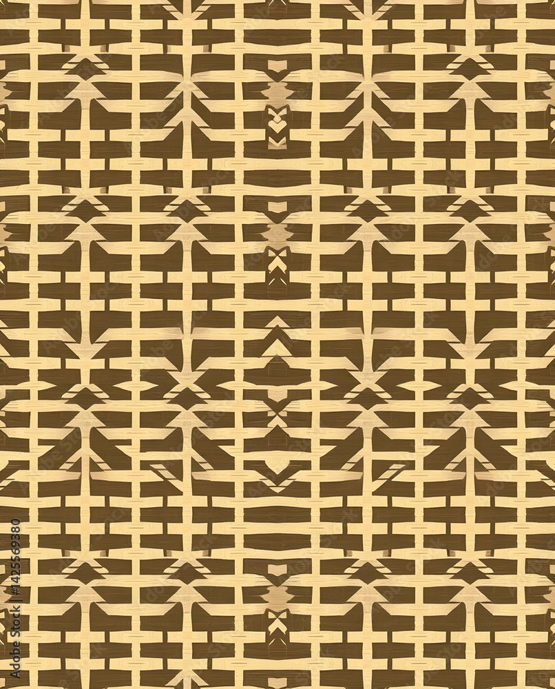 Fototapeta premium Aztec-inspired angular steps with modern rhythm, seamless pattern.