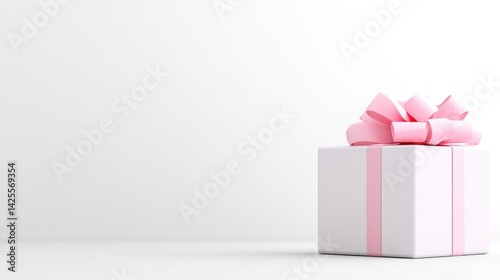 A gift box with a pink ribbon